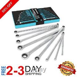 Professional Extra Long Ratcheting Wrench Set, 9 Piece, Chrome Vanadium Steel