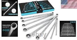 Professional Extra Long Ratcheting Wrench Set, 9 Piece, Chrome Vanadium Steel