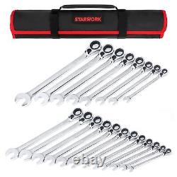 Professional Reversible Ratcheting Combination Wrench Set of 20 Pc with Pouch