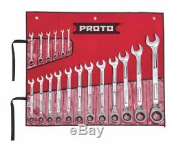 Proto JSCV-18SA Spline Combination Reversible Ratcheting Wrench Set 18pc SAE