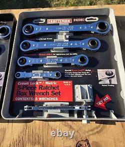 RARE Vtg NOS Craftsman 5pc SAE & METRIC Ratcheting Box Wrench Set Crown Lock USA