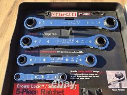 RARE Vtg NOS Craftsman 5pc SAE & METRIC Ratcheting Box Wrench Set Crown Lock USA