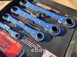RARE Vtg NOS Craftsman 5pc SAE & METRIC Ratcheting Box Wrench Set Crown Lock USA