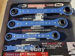 RARE Vtg NOS Craftsman 5pc SAE & METRIC Ratcheting Box Wrench Set Crown Lock USA