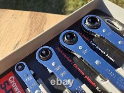RARE Vtg NOS Craftsman 5pc SAE & METRIC Ratcheting Box Wrench Set Crown Lock USA