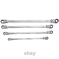 RF7 SAE Reversible Double Raised Box Ratcheting Wrench Set, Universal Spline