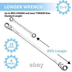 RF7 SAE Reversible Double Raised Box Ratcheting Wrench Set, Universal Spline