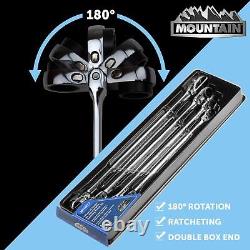 RF7 SAE Reversible Double Raised Box Ratcheting Wrench Set, Universal Spline