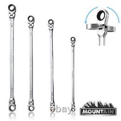 RF7 SAE Reversible Double Raised Box Ratcheting Wrench Set, Universal Spline
