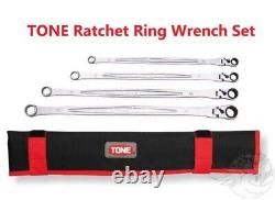 RMA400L TONE 10-17mm Offset Ratchet Ring Wrench Long Flex Head Set of 4 Tools