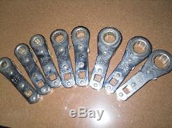 Rare Mac Tools 8 Pc Ratcheting 12 Point Crowfoot Wrench SAE 3/8 Drive Set USA