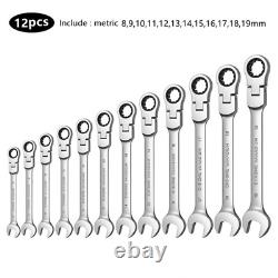 Ratchet Wrench Set Metric Vanadium Steel Flex Head Spanner Key Hand Tool