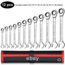 Ratcheting Combination Wrench Set, 12Point Box End and Open End WrenchSet Spanner
