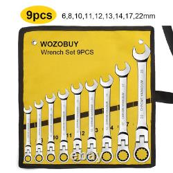 Ratcheting Combination Wrench Set, 6-22Mm Metric Flex Head Ratcheting Wrench, Ch