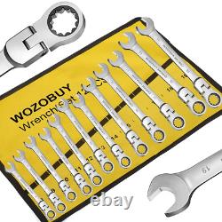 Ratcheting Combination Wrench Set, 6-22Mm Metric Flex Head Ratcheting Wrench, Ch