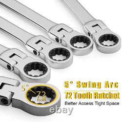 Ratcheting Combination Wrench Set, 6-22Mm Metric Flex Head Ratcheting Wrench, Ch