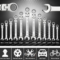 Ratcheting Combination Wrench Set, 6-22Mm Metric Flex Head Ratcheting Wrench, Ch