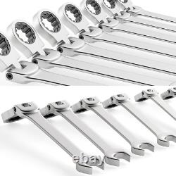 Ratcheting Combination Wrench Set, 6-22Mm Metric Flex Head Ratcheting Wrench, Ch