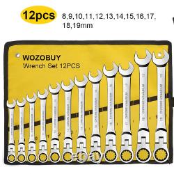 Ratcheting Combination Wrench Set, 6-22Mm Metric Flex Head Ratcheting Wrench, Ch