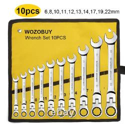 Ratcheting Combination Wrench Set, 6-22Mm Metric Flex Head Ratcheting Wrench, Ch