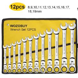 Ratcheting Combination Wrench Set, 6-23Mm Metric Flex Head Ratcheting Wrench, Ch