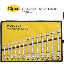 Ratcheting Combination Wrench Set, 6-23Mm Metric Flex Head Ratcheting Wrench, Ch