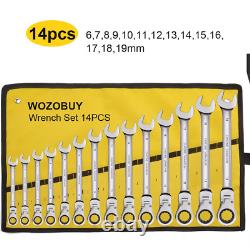 Ratcheting Combination Wrench Set, 6-23Mm Metric Flex Head Ratcheting Wrench, Ch