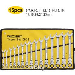 Ratcheting Combination Wrench Set, 6-23Mm Metric Flex Head Ratcheting Wrench, Ch