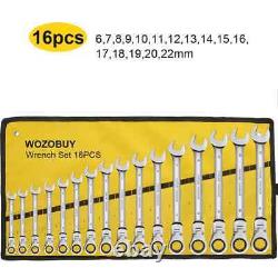 Ratcheting Combination Wrench Set, 6-23mm Metric Flex Head Ratcheting Wrench