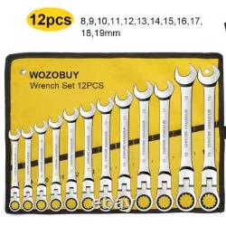 Ratcheting Combination Wrench Set, 6-23mm Metric Flex Head Ratcheting Wrench