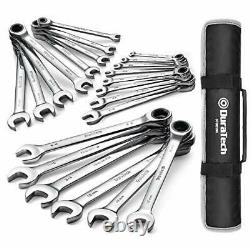 Ratcheting Combination Wrench Set Sae Metric 22piece 1/4? To 3/4? 618mm Chrome V