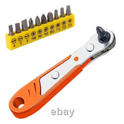 Ratcheting Right Angle Screwdriver Hex Drive 90 Degree Offset + 10pc Bits Set