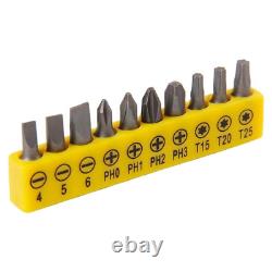 Ratcheting Right Angle Screwdriver Hex Drive 90 Degree Offset + 10pc Bits Set