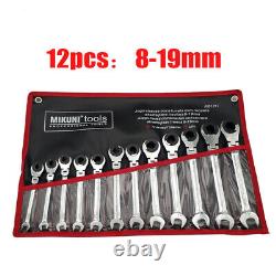 Ratcheting Tubing Wrench Adjustable Flex Head Metric 72 Gears Repair Spanner