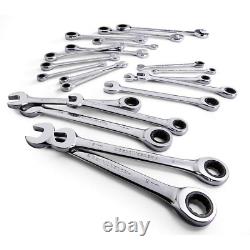 Ratcheting Wrench SAE Metric Combination Heavy Duty Chrome Finish 20 Piece Set