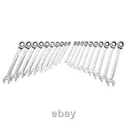 Ratcheting Wrench SAE Metric Combination Heavy Duty Chrome Finish 20 Piece Set