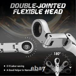 Ratcheting Wrench Set 25Pcs, Long Flex-Head Ratchet Wrenches Set Double Jointed