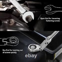 Ratcheting Wrench Set 25Pcs, Long Flex-Head Ratchet Wrenches Set Double Jointed