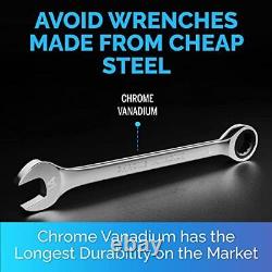Ratcheting Wrench Set 26 Pieces INCH/MM slim profile with Rack Organizer Wr
