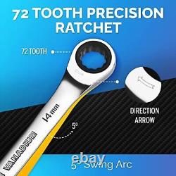 Ratcheting Wrench Set 26 Pieces INCH/MM slim profile with Rack Organizer Wr