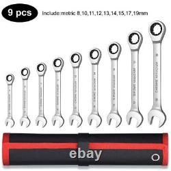 Ratcheting Wrench Set 72 Tooth Gear Torque Socket Combination Ended Spanner Kit