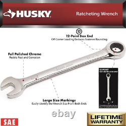 Ratcheting Wrench Set Chrome Alloy Steel Standard Stubby Box End Metric SAE Tool