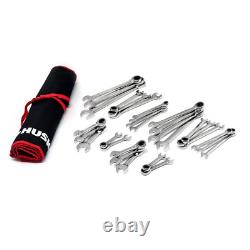 Ratcheting Wrench Set Chrome Alloy Steel Standard Stubby Box End Metric SAE Tool