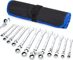 Ratcheting Wrench Set Flex Head 12pce Combination Wrench Chrome Vanadium Steel