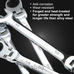 Ratcheting Wrench Set Flex Head 12pce Combination Wrench Chrome Vanadium Steel