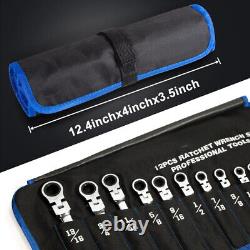 Ratcheting Wrench Set Flex Head 12pce Combination Wrench Chrome Vanadium Steel