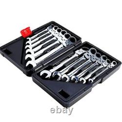 Ratcheting Wrench Set Flex-head Metric Double End Combination Gear Spanner Tools