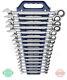 Ratcheting Wrench Set Metric Master Combination Chrome Finish Reliable 16-piece