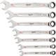 Ratcheting Wrench Set Sae Combination Open End Mechanics Hand Tools 7 Piece Kit