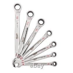 Ratcheting Wrench Set SAE Combination Open End Mechanics Hand Tools 7 Piece Kit